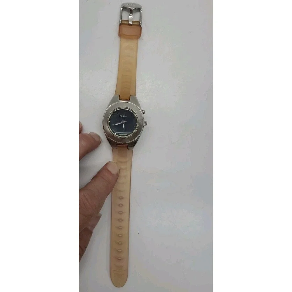 Vintage Fossil Blue AM 3609 Color Changing Dial Purple Green‎ New Battery Works